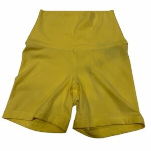 YOGALICIOUS YELLOW SUPER HIGH WAIST BIKE SHORTS 5 INCH INSEAM SIZE SMALL
